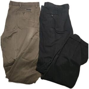 Dockers Men’s Classic Fit D3 Pants Sz W40/L34 Lot/2 Khaki Pleated & Black